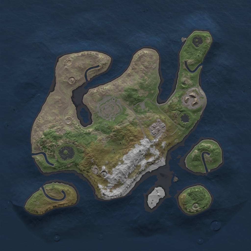 Rust Map: Procedural Map, Size: 2500, Seed: 881526, 5 Monuments