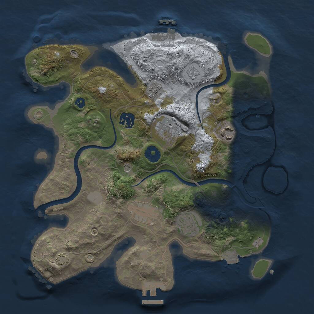 Rust Map: Procedural Map, Size: 3000, Seed: 93126977, 12 Monuments