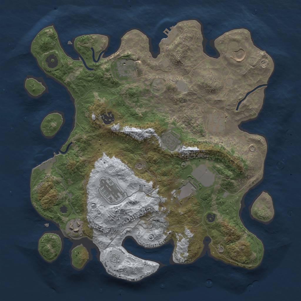 Rust Map: Procedural Map, Size: 3500, Seed: 903762, 17 Monuments