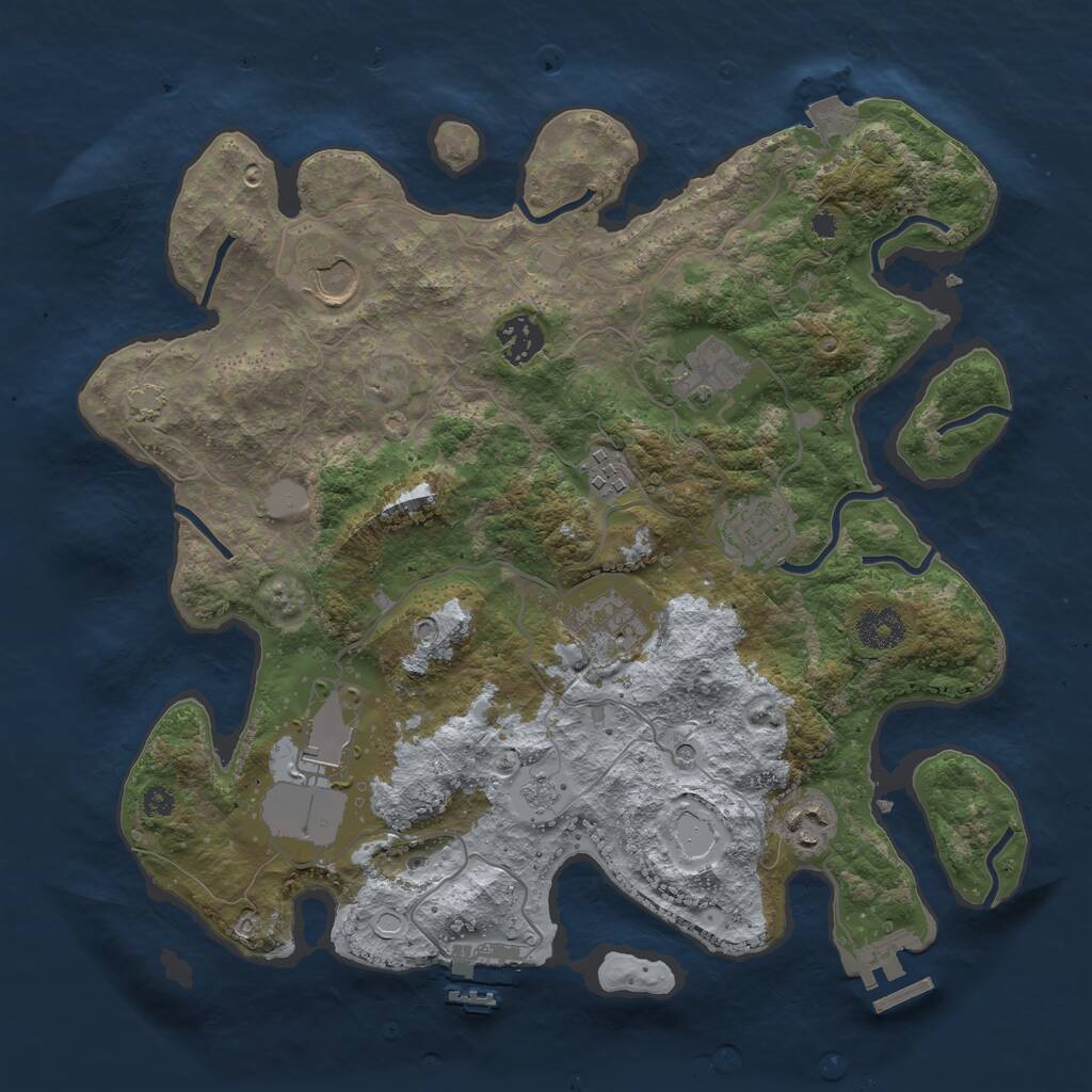 Rust Map: Procedural Map, Size: 3500, Seed: 450764, 14 Monuments