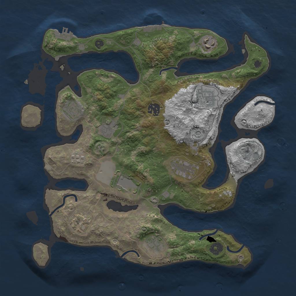 Rust Map: Procedural Map, Size: 3500, Seed: 591592, 15 Monuments