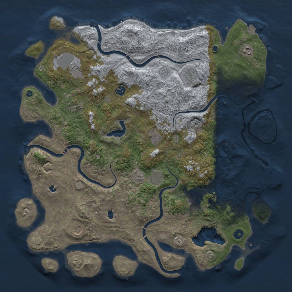 Rust Map: Procedural Map, Size: 4500, Seed: 4758, 15 Monuments