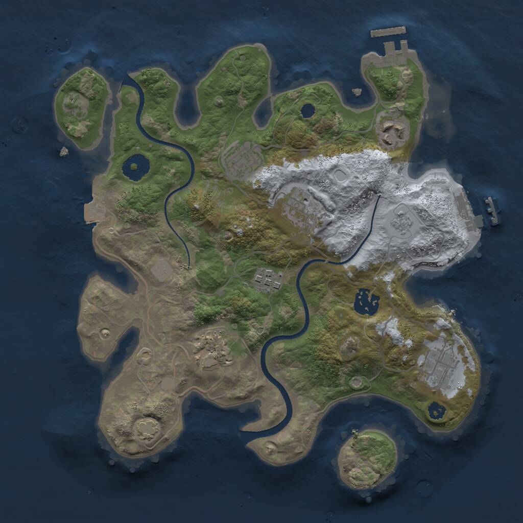 Rust Map: Procedural Map, Size: 3000, Seed: 42357, 12 Monuments