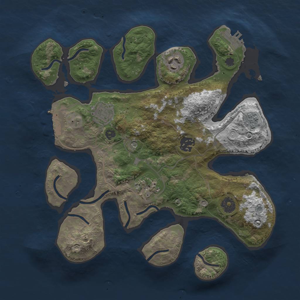 Rust Map: Procedural Map, Size: 3000, Seed: 42357, 13 Monuments