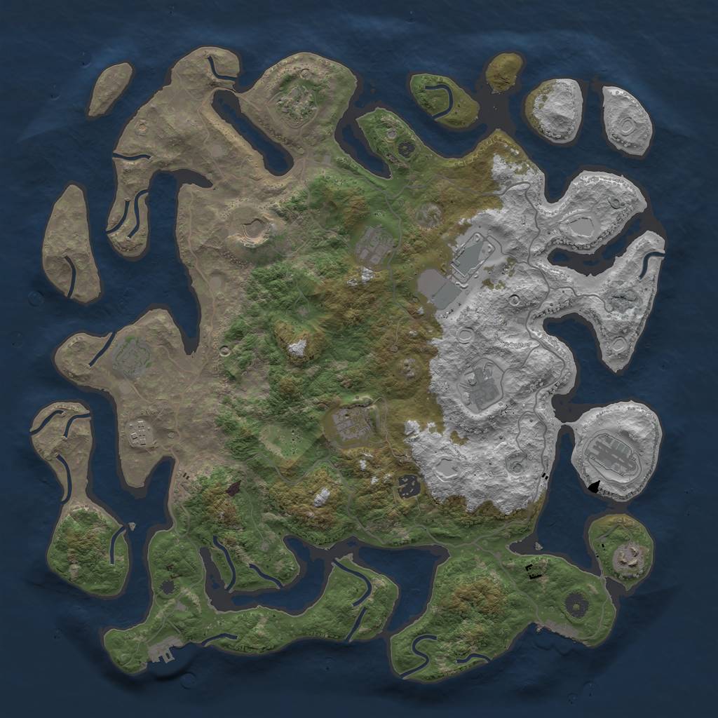 Rust Map: Procedural Map, Size: 4500, Seed: 1056011140, 19 Monuments