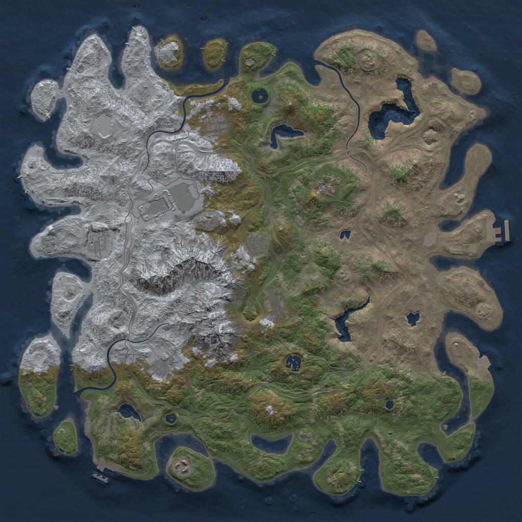 Rust Map: Procedural Map, Size: 5000, Seed: 35648, 16 Monuments