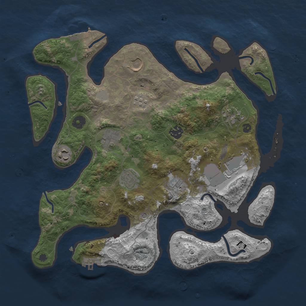 Rust Map: Procedural Map, Size: 3500, Seed: 800636, 17 Monuments