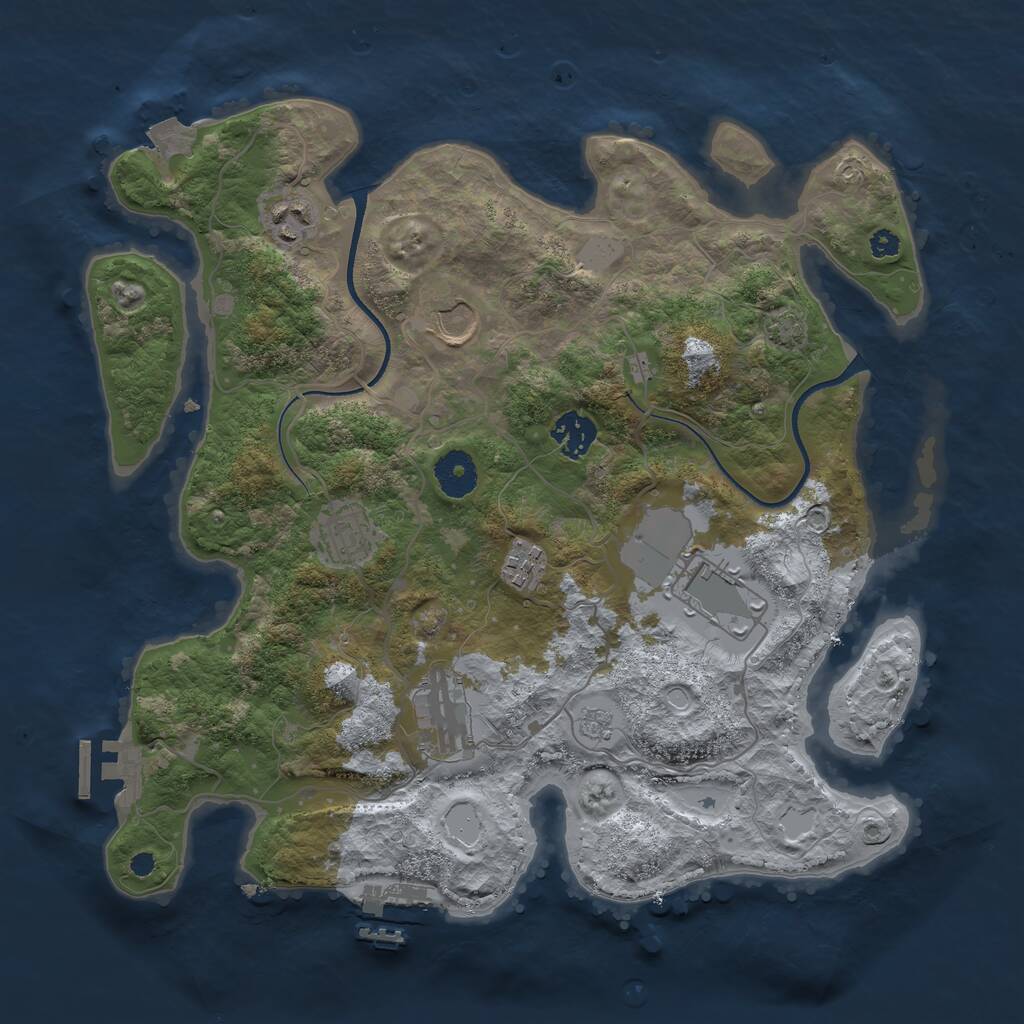 Rust Map: Procedural Map, Size: 3500, Seed: 800636, 12 Monuments