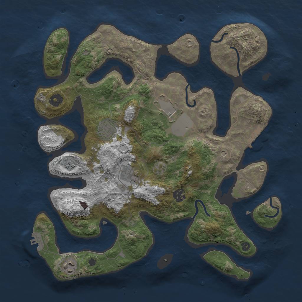 Rust Map: Procedural Map, Size: 3500, Seed: 205871, 14 Monuments