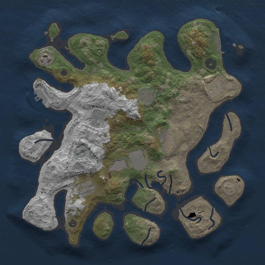 Rust Map: Procedural Map, Size: 3500, Seed: 239484, 15 Monuments