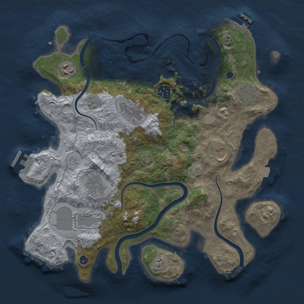 Rust Map: Procedural Map, Size: 3500, Seed: 239484, 14 Monuments