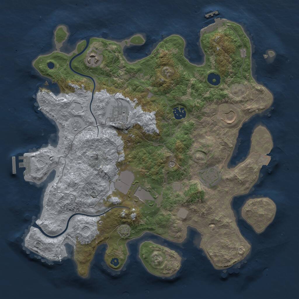 Rust Map: Procedural Map, Size: 3500, Seed: 239484, 12 Monuments