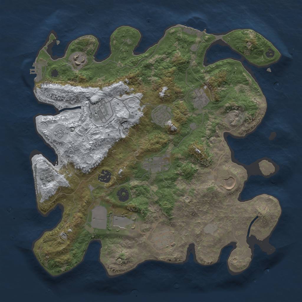 Rust Map: Procedural Map, Size: 3500, Seed: 543609, 19 Monuments