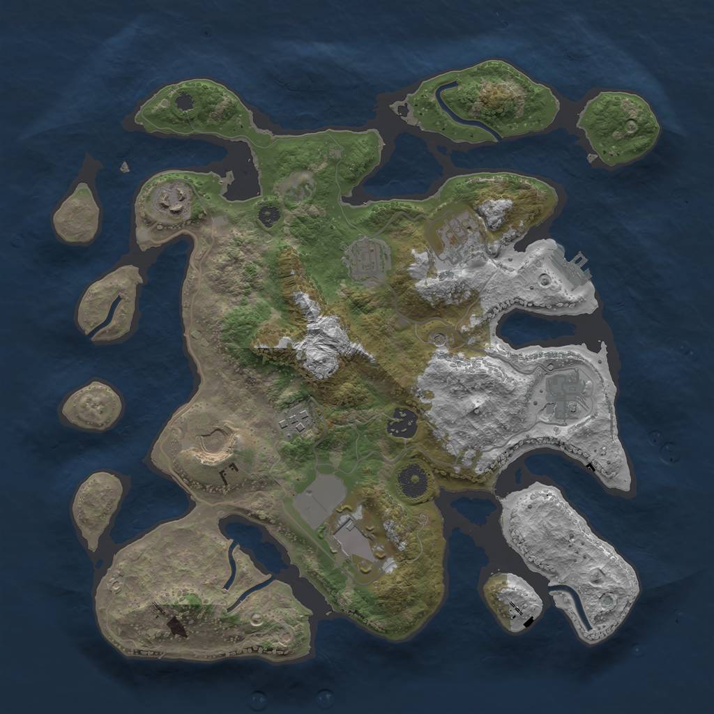 Rust Map: Procedural Map, Size: 3500, Seed: 626459, 12 Monuments