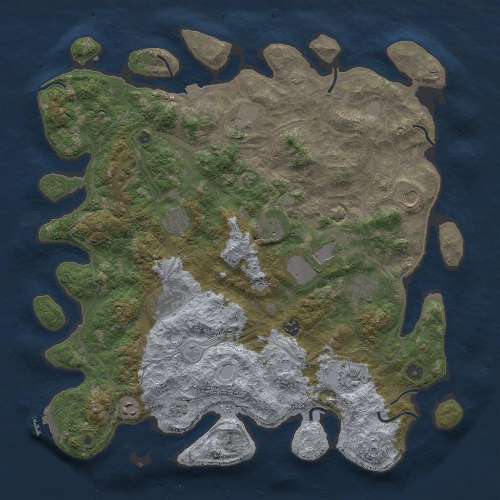 Rust Map: Procedural Map, Size: 4500, Seed: 5311847, 16 Monuments