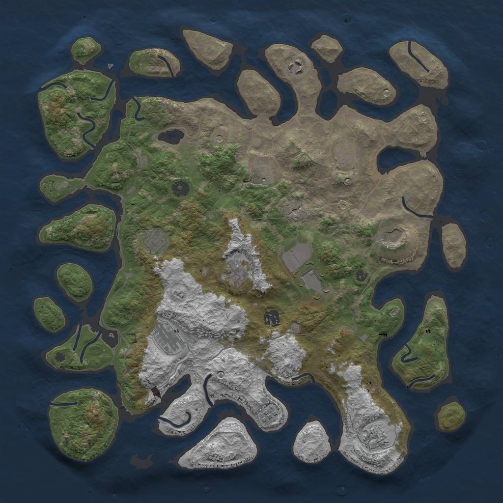 Rust Map: Procedural Map, Size: 4500, Seed: 5311847, 14 Monuments