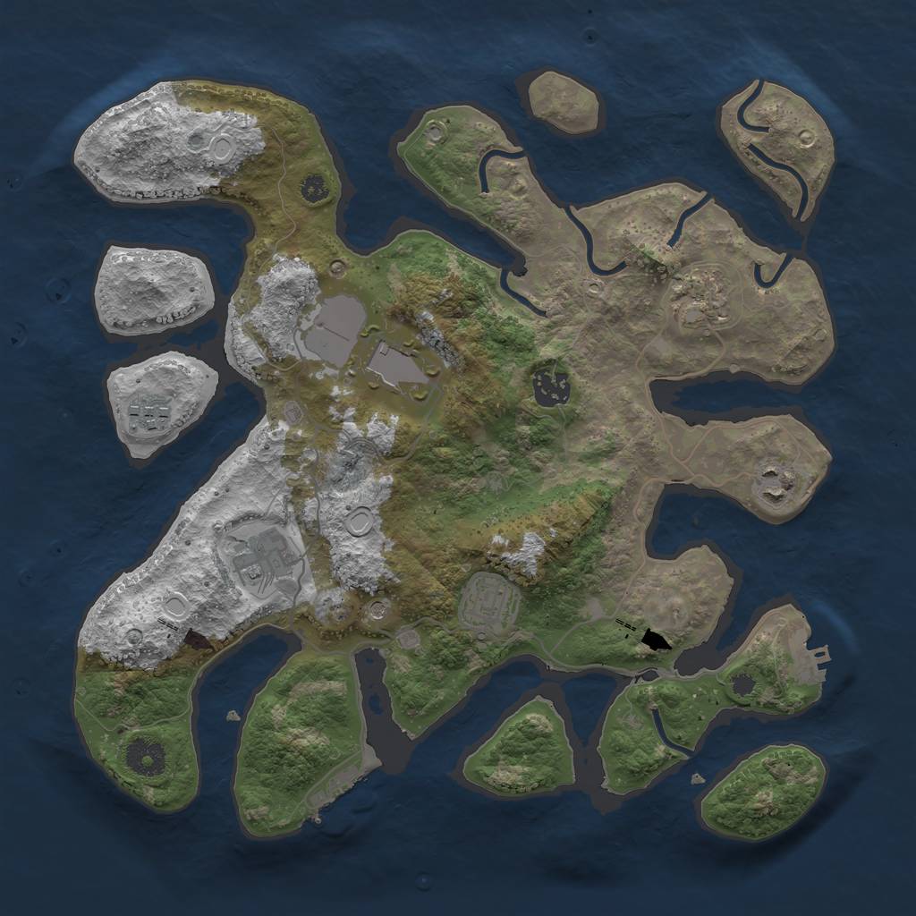 Rust Map: Procedural Map, Size: 3500, Seed: 743196, 15 Monuments