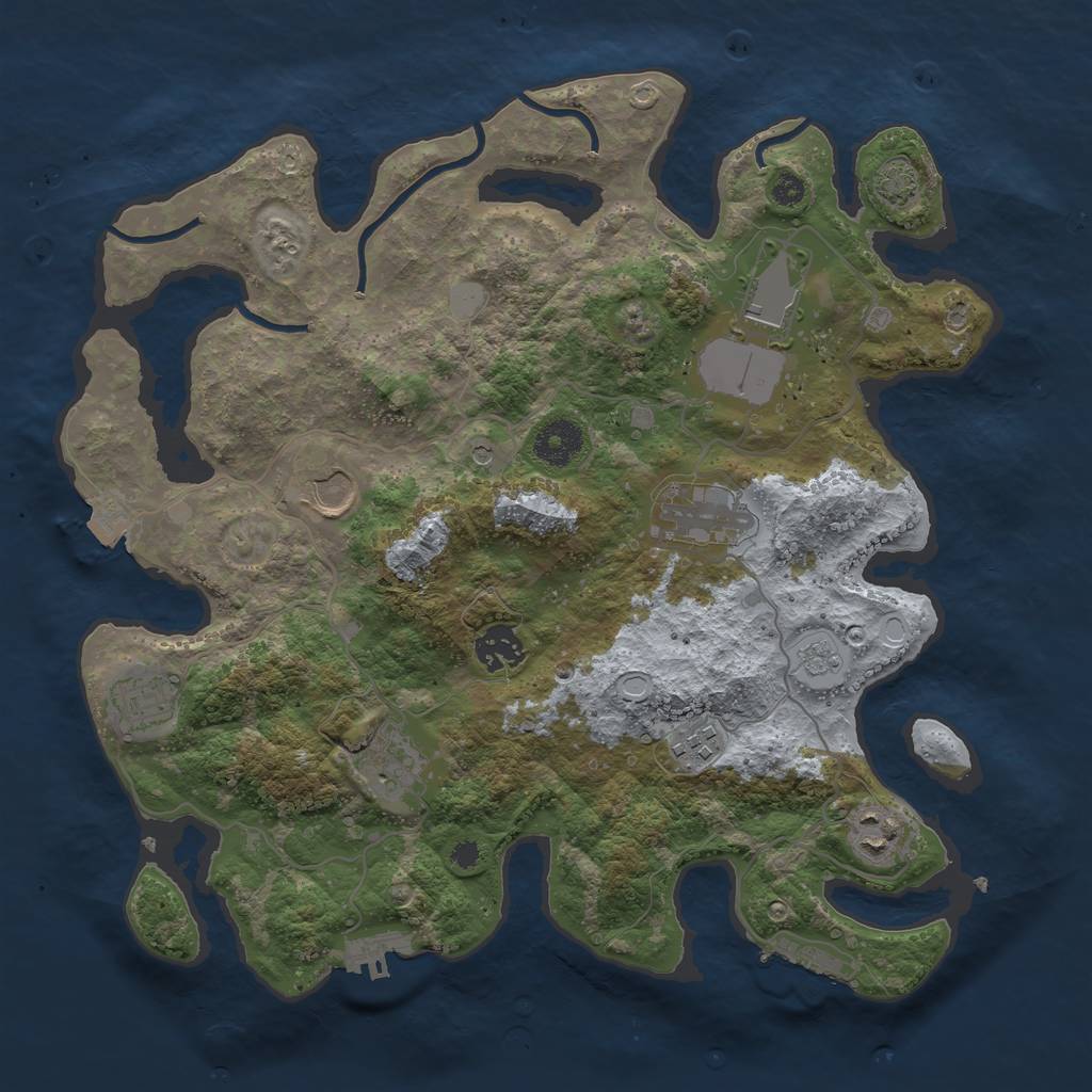 Rust Map: Procedural Map, Size: 3500, Seed: 707736, 16 Monuments