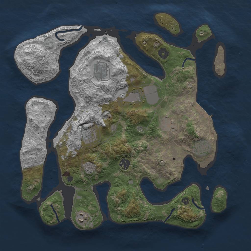 Rust Map: Procedural Map, Size: 3500, Seed: 596343, 12 Monuments
