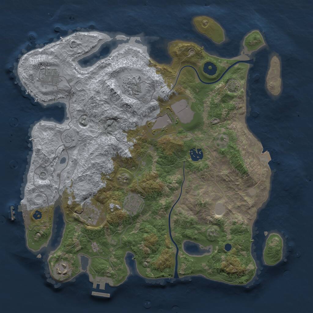 Rust Map: Procedural Map, Size: 3500, Seed: 596343, 13 Monuments