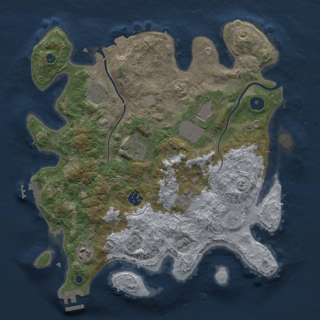 Rust Map: Procedural Map, Size: 3500, Seed: 916107, 13 Monuments