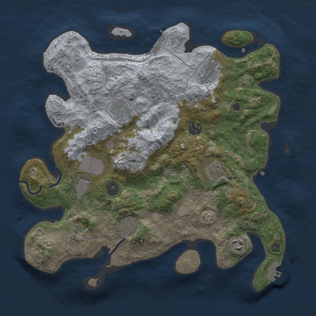 Rust Map: Procedural Map, Size: 3500, Seed: 945036, 16 Monuments