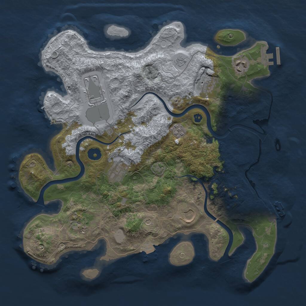 Rust Map: Procedural Map, Size: 3500, Seed: 945036, 13 Monuments
