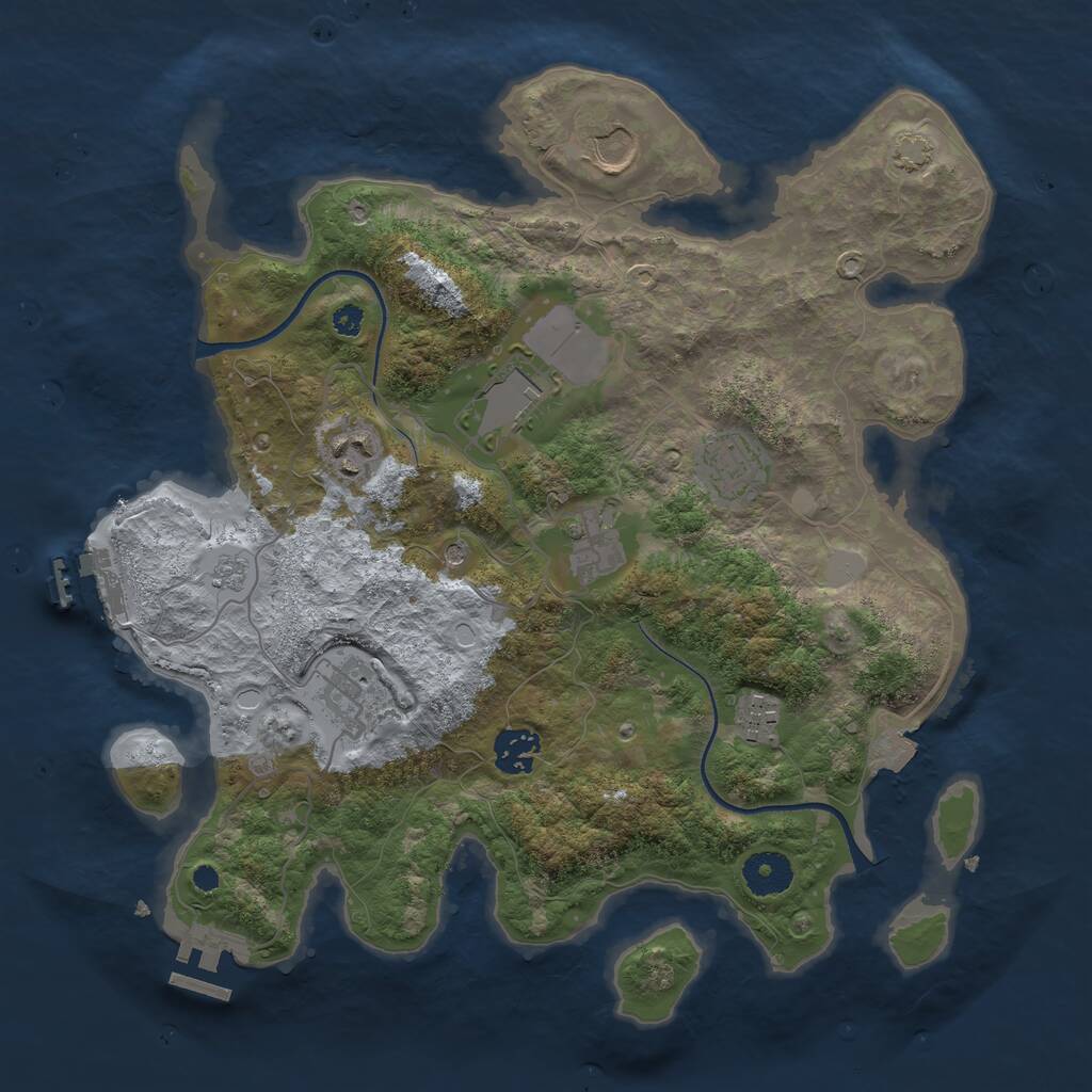 Rust Map: Procedural Map, Size: 3500, Seed: 616989, 14 Monuments