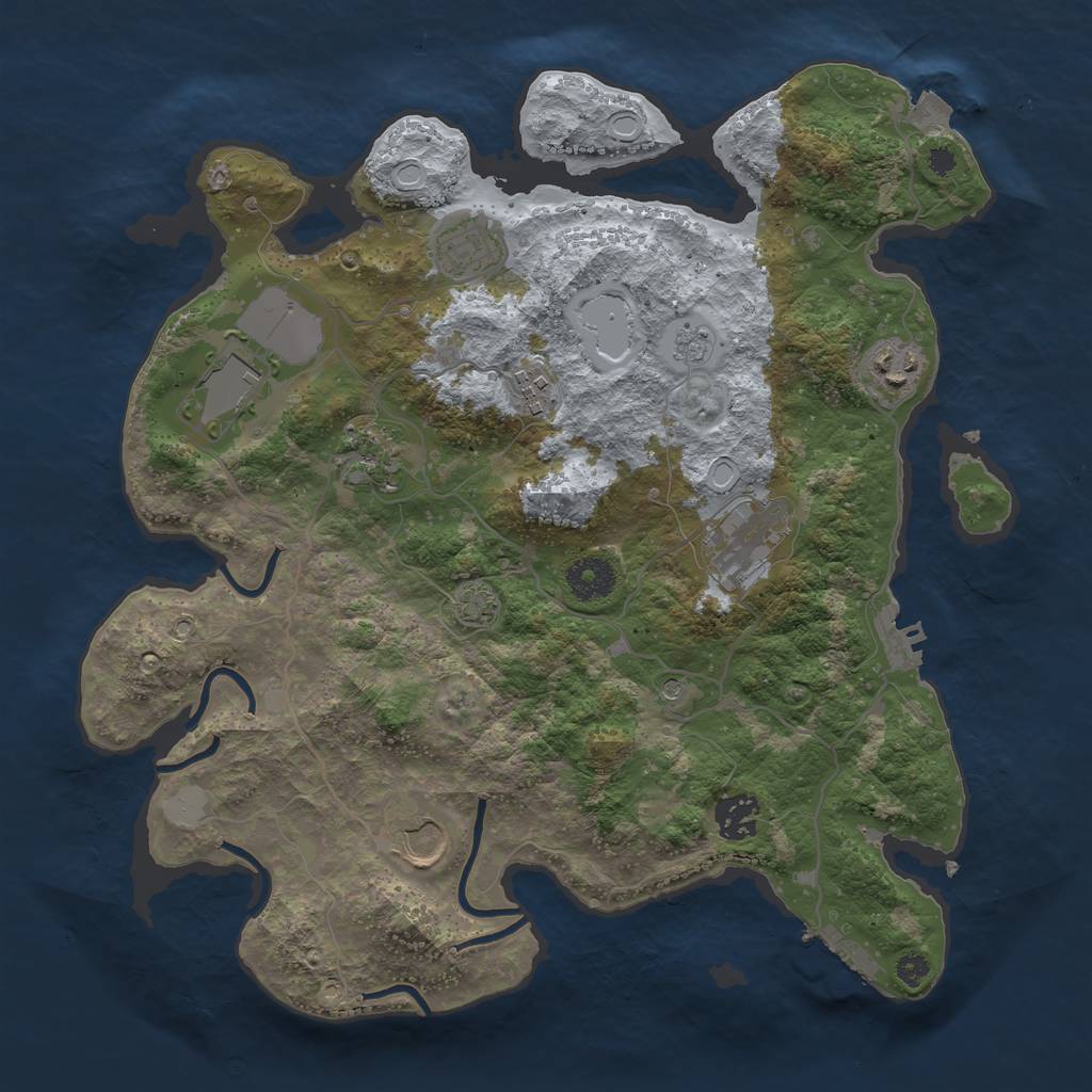 Rust Map: Procedural Map, Size: 3500, Seed: 643768, 16 Monuments