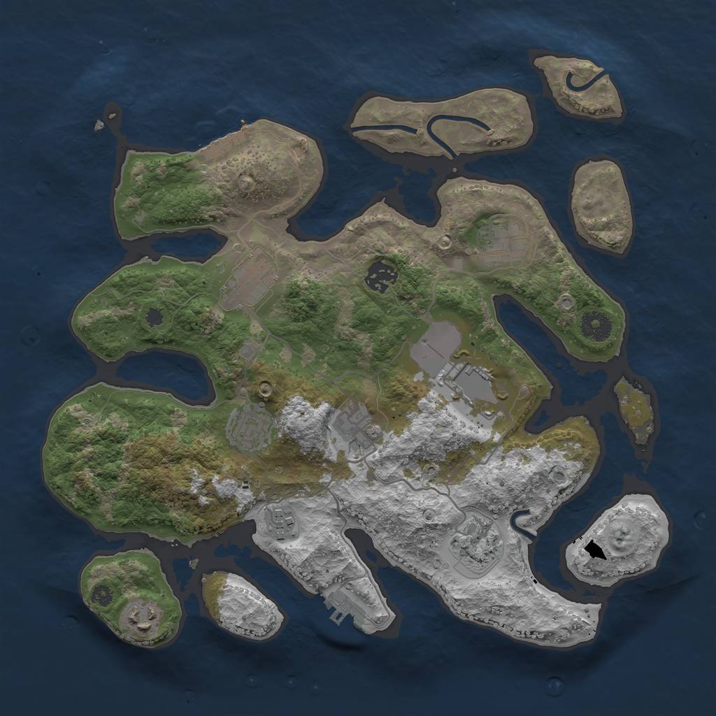 Rust Map: Procedural Map, Size: 3500, Seed: 763699, 13 Monuments