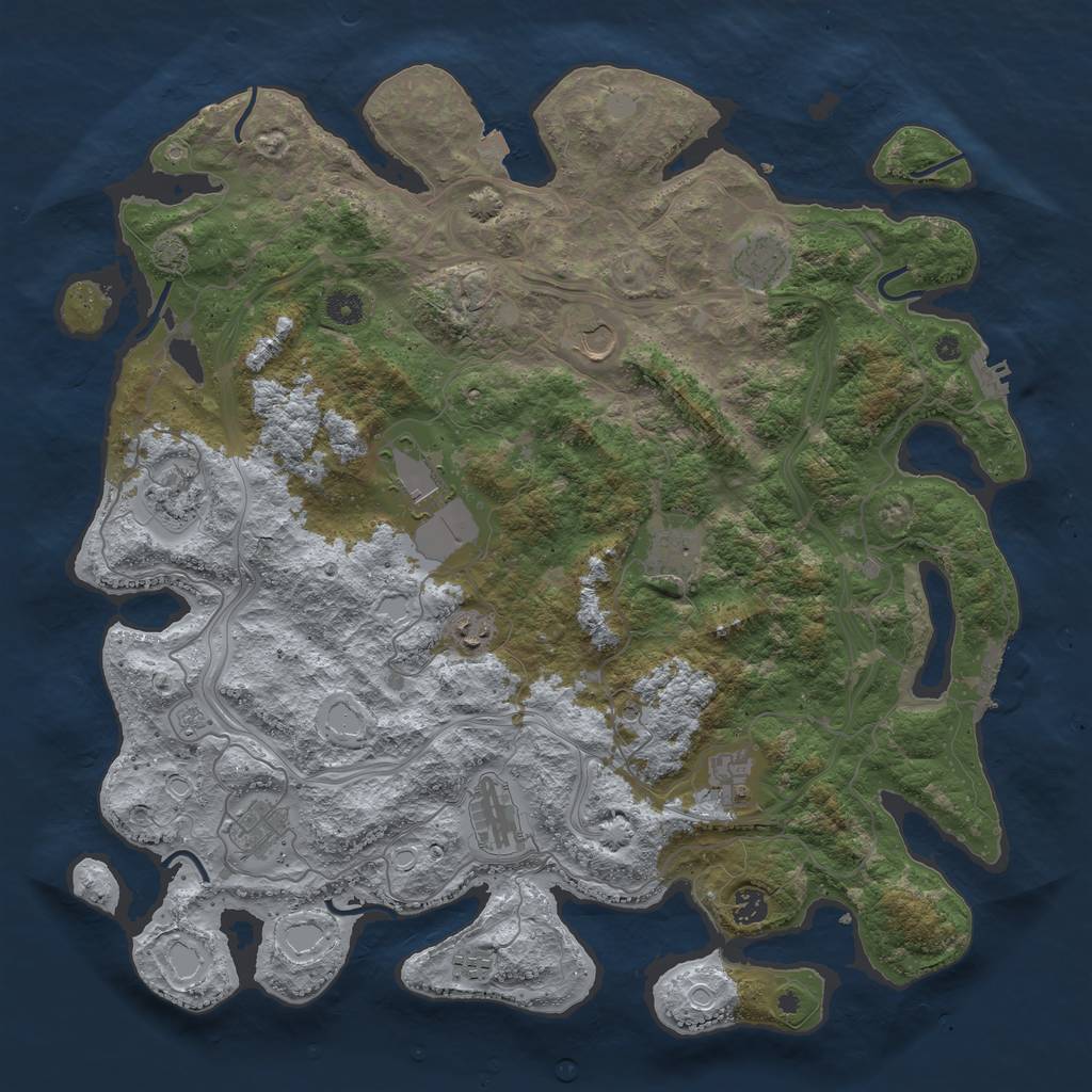 Rust Map: Procedural Map, Size: 4500, Seed: 1501159476, 19 Monuments