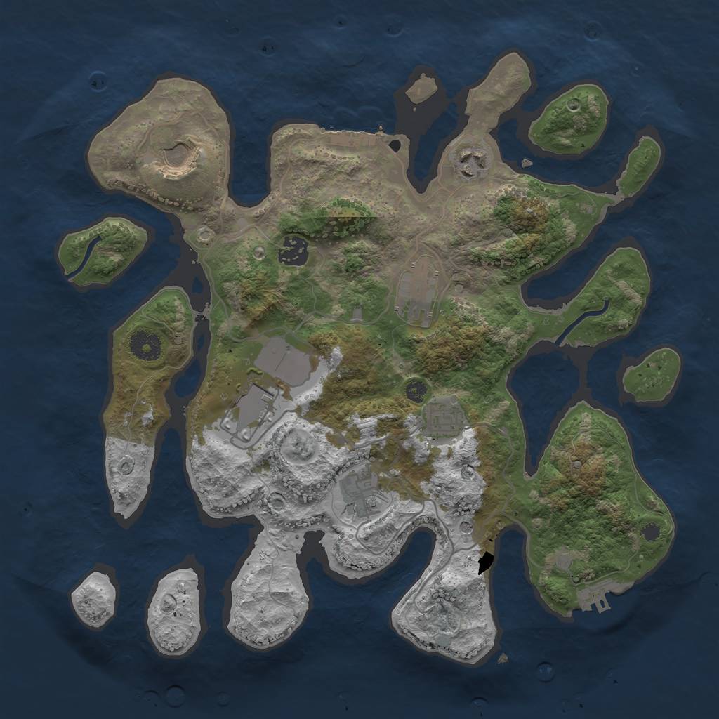 Rust Map: Procedural Map, Size: 3500, Seed: 203039, 12 Monuments