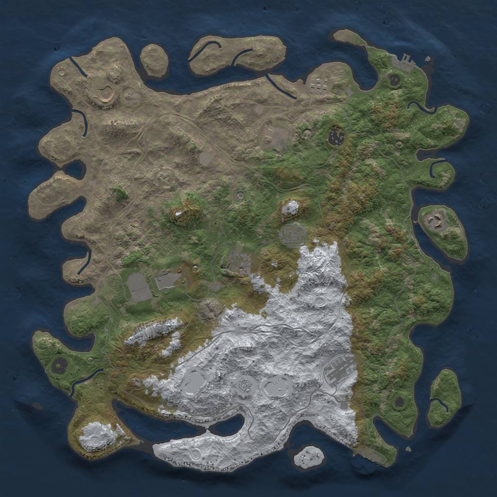 Rust Map: Procedural Map, Size: 4500, Seed: 597447, 18 Monuments