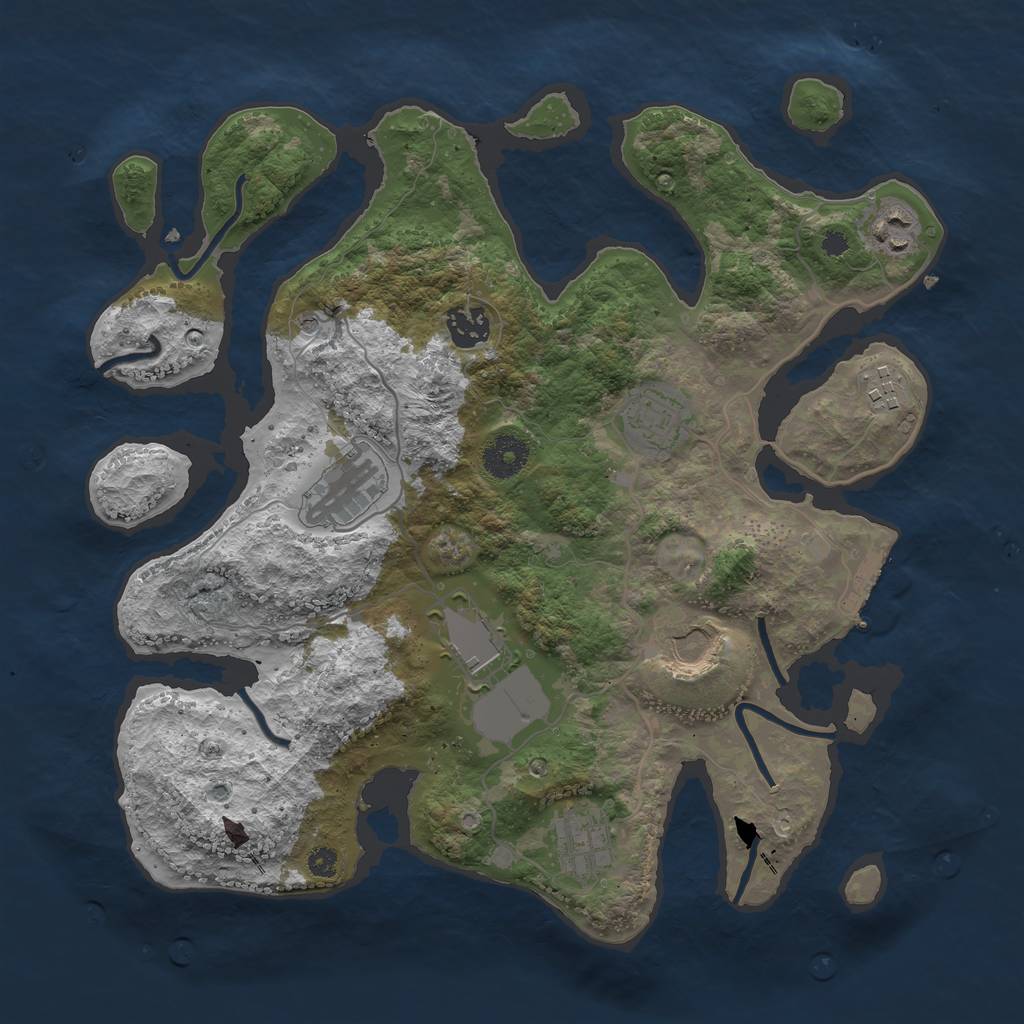 Rust Map: Procedural Map, Size: 3500, Seed: 292970, 12 Monuments