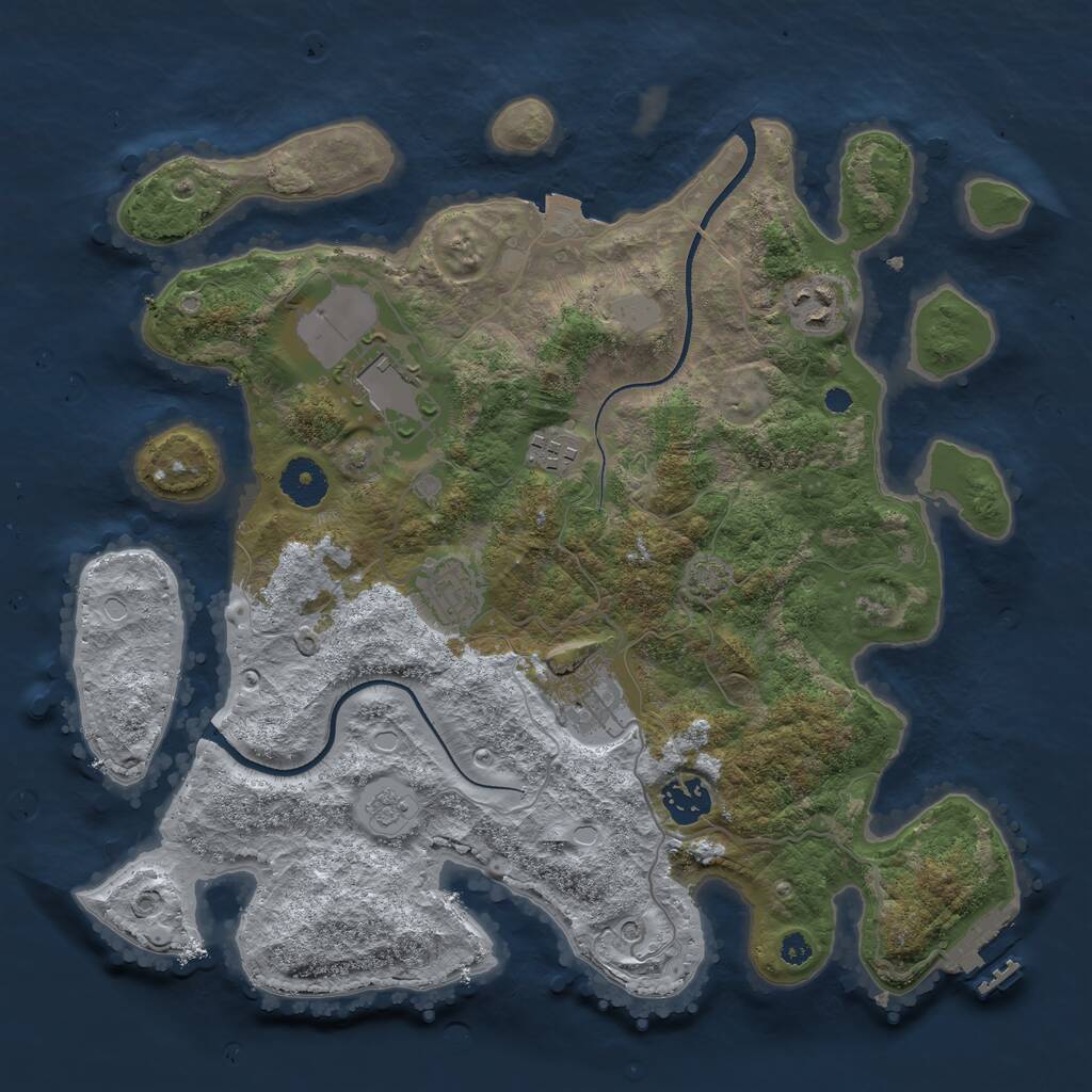 Rust Map: Procedural Map, Size: 3500, Seed: 507101, 11 Monuments