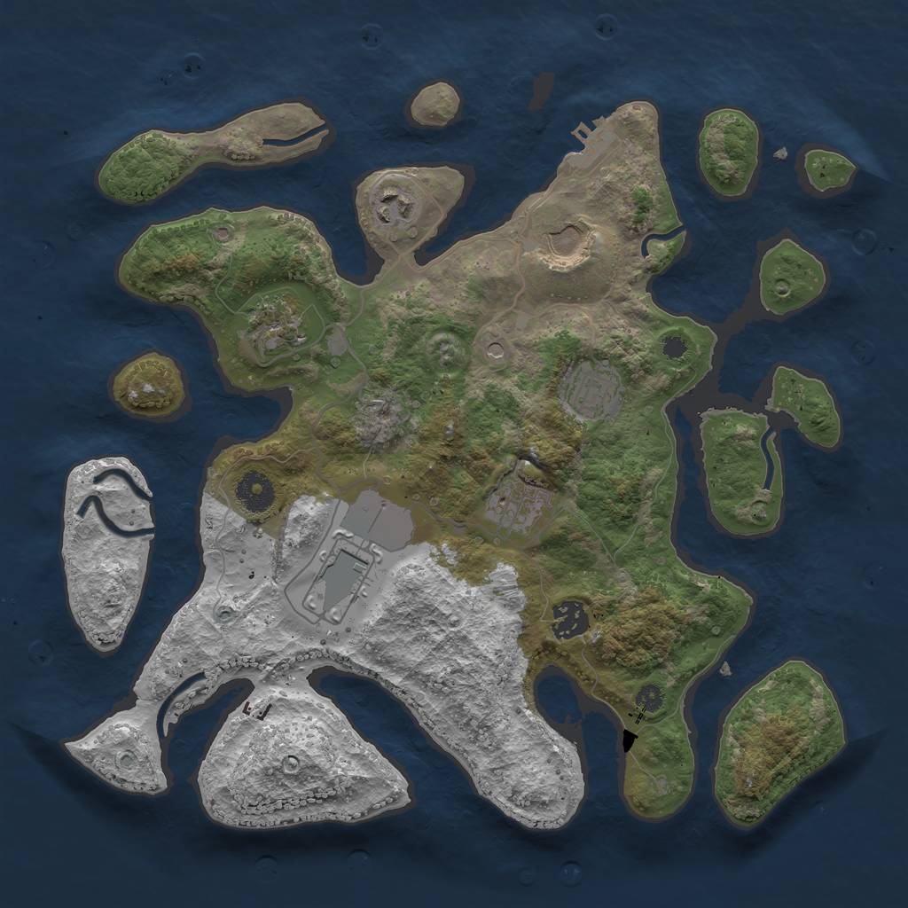 Rust Map: Procedural Map, Size: 3500, Seed: 507101, 11 Monuments