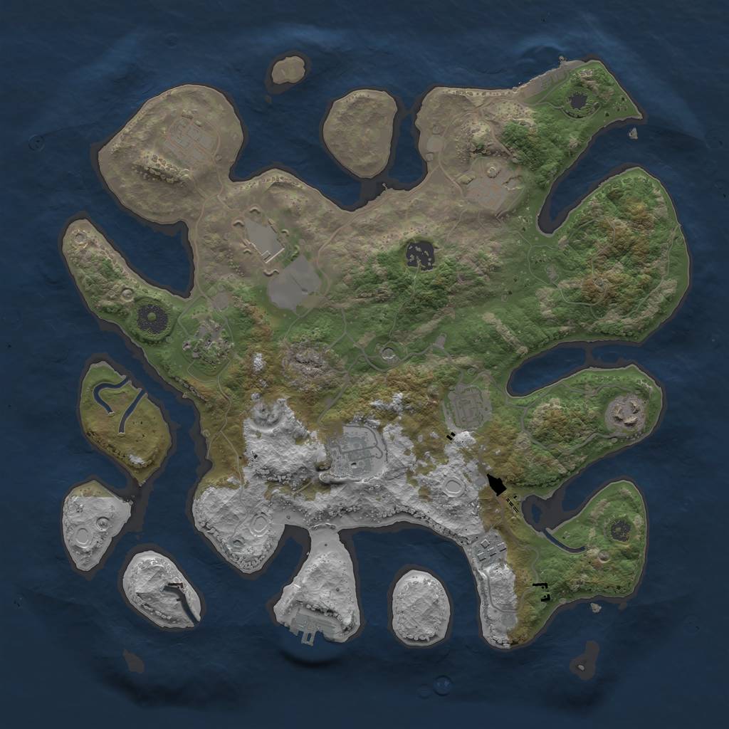 Rust Map: Procedural Map, Size: 3600, Seed: 23973, 20 Monuments