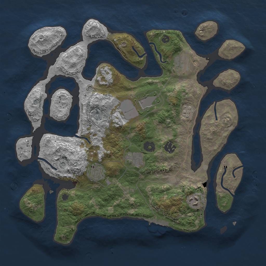 Rust Map: Procedural Map, Size: 3500, Seed: 5525663, 11 Monuments