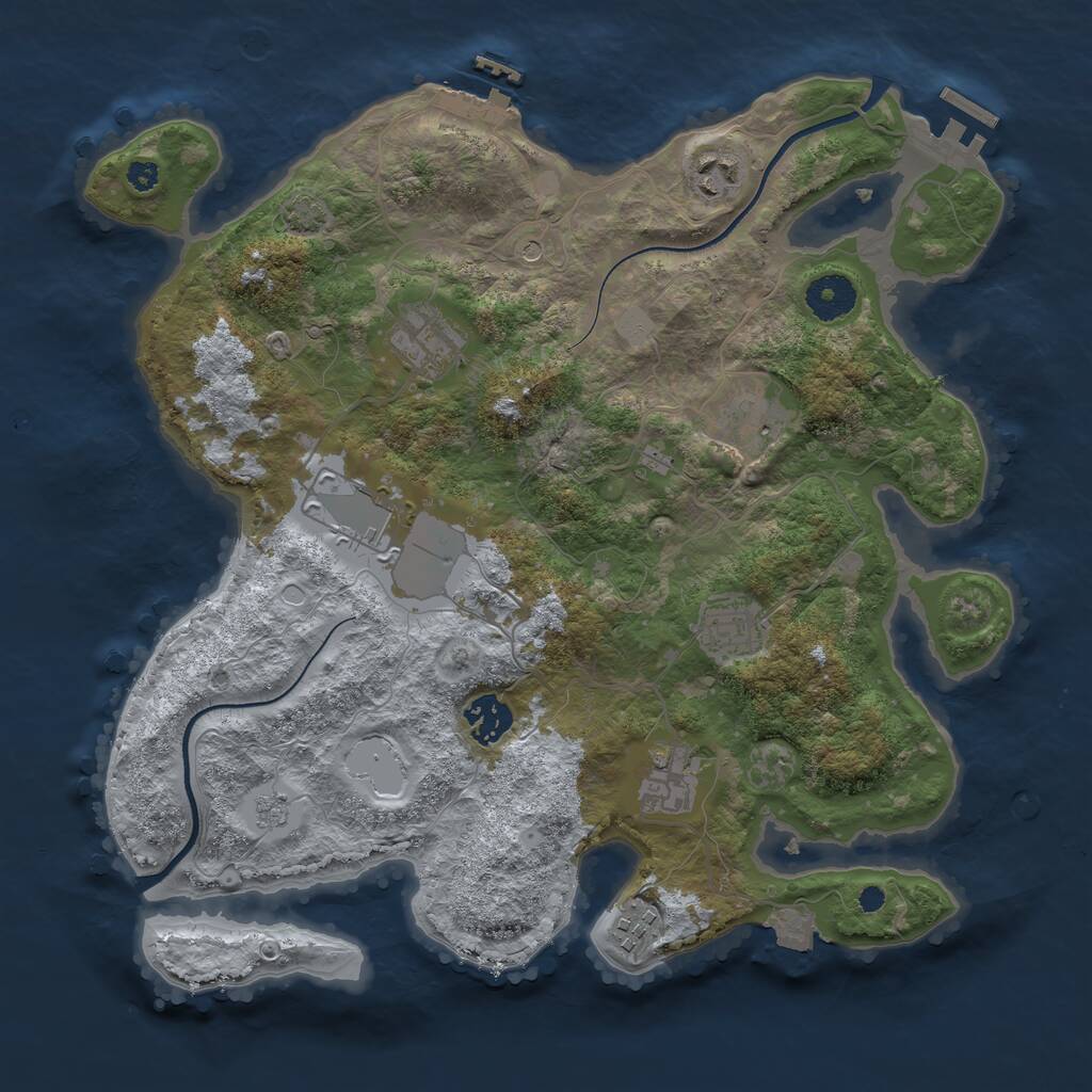 Rust Map: Procedural Map, Size: 3500, Seed: 626537, 14 Monuments