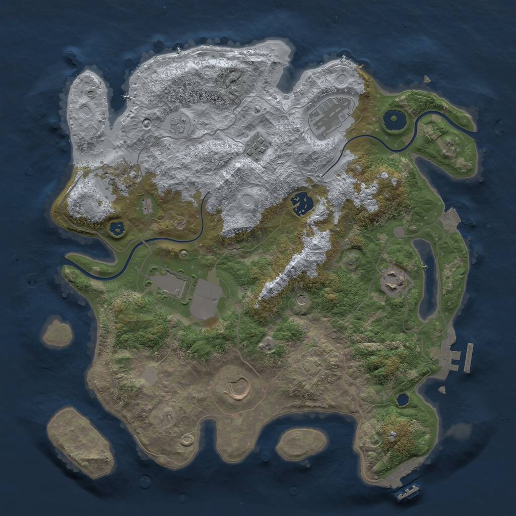 Rust Map: Procedural Map, Size: 3500, Seed: 939417, 13 Monuments