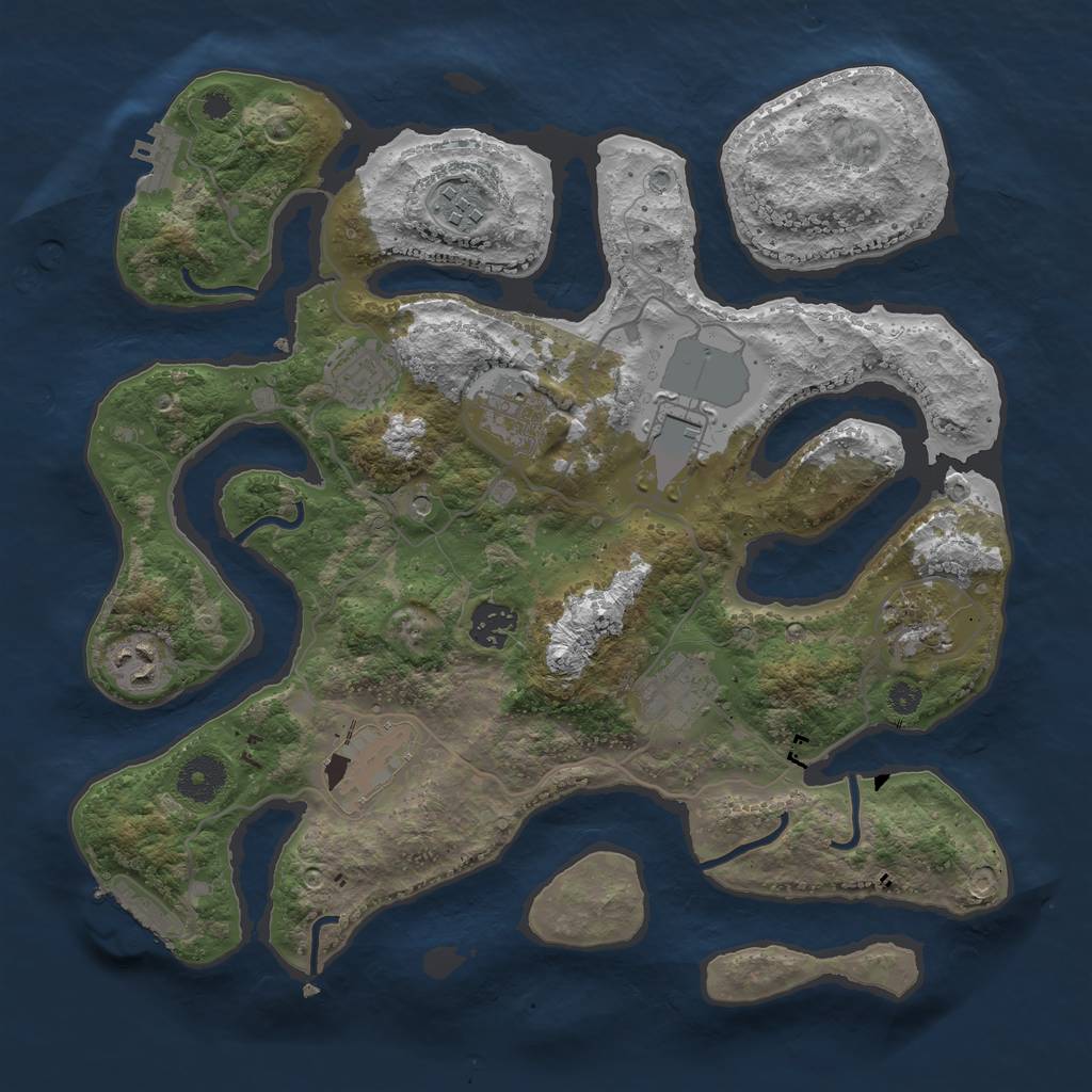 Rust Map: Procedural Map, Size: 3500, Seed: 454538, 14 Monuments