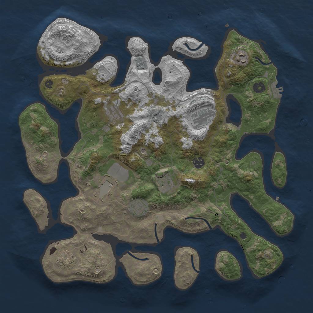 Rust Map: Procedural Map, Size: 4000, Seed: 874643590, 13 Monuments