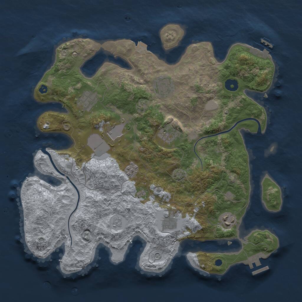 Rust Map: Procedural Map, Size: 3500, Seed: 333972, 13 Monuments