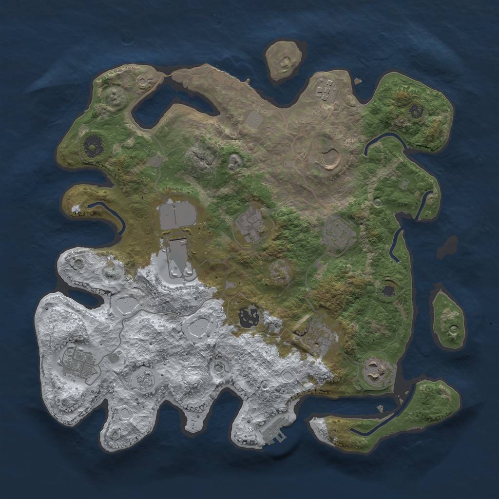 Rust Map: Procedural Map, Size: 3500, Seed: 333972, 18 Monuments