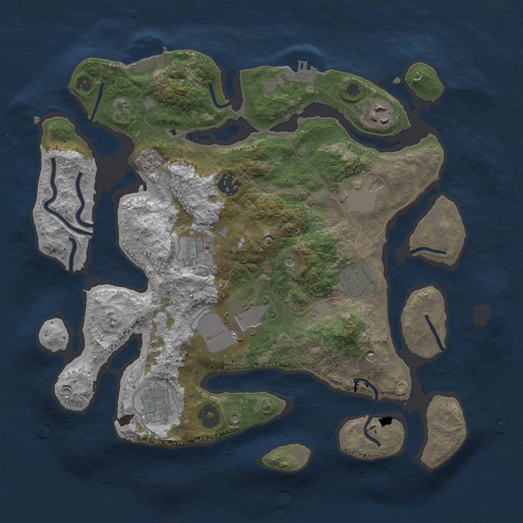 Rust Map: Procedural Map, Size: 3500, Seed: 604750, 13 Monuments