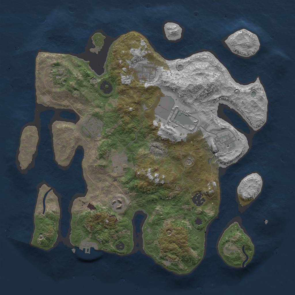 Rust Map: Procedural Map, Size: 3500, Seed: 763706, 12 Monuments