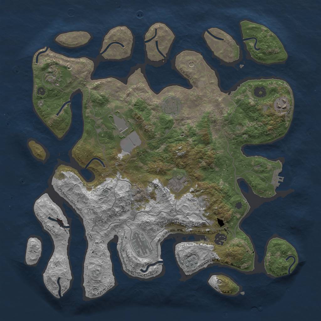 Rust Map: Procedural Map, Size: 4000, Seed: 43587, 18 Monuments