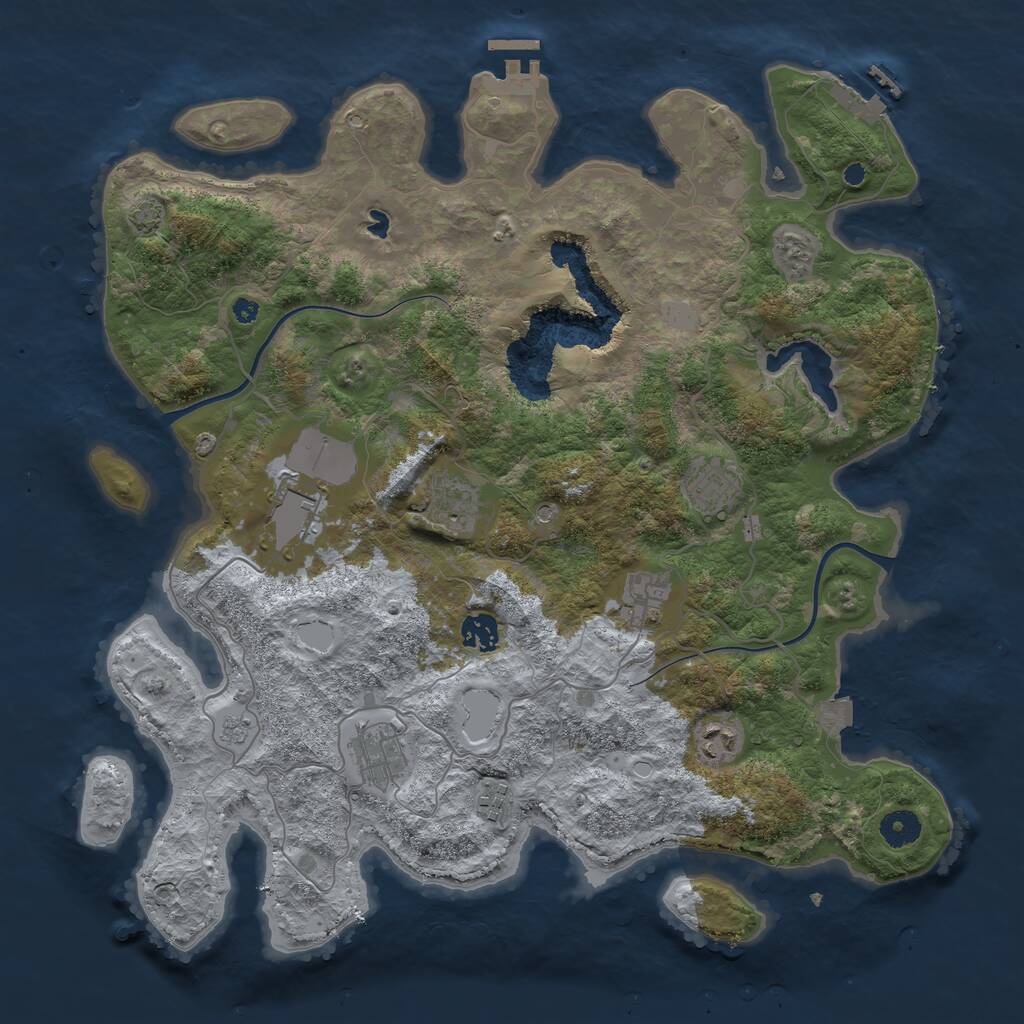 Rust Map: Procedural Map, Size: 4000, Seed: 43587, 14 Monuments