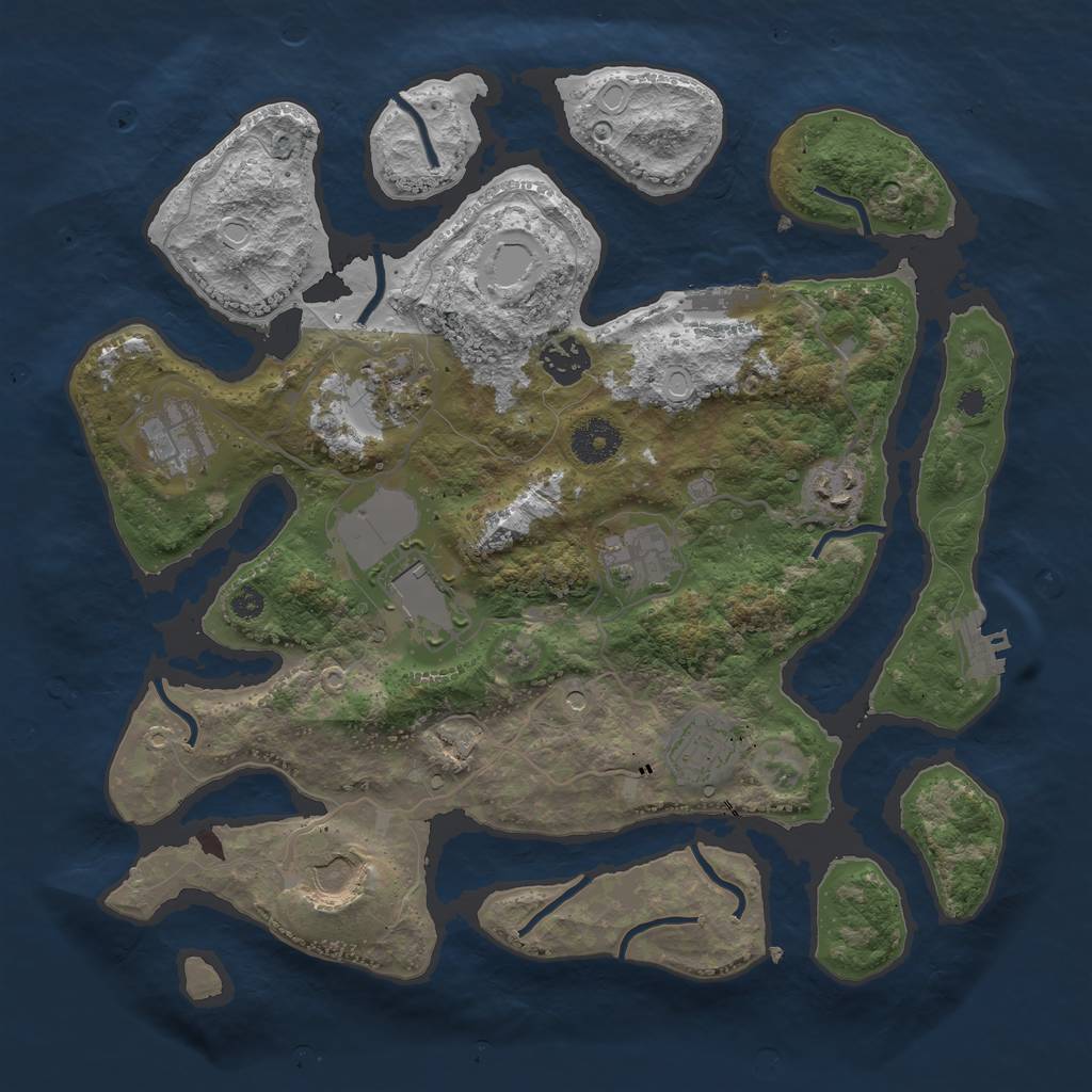 Rust Map: Procedural Map, Size: 3500, Seed: 313353, 16 Monuments