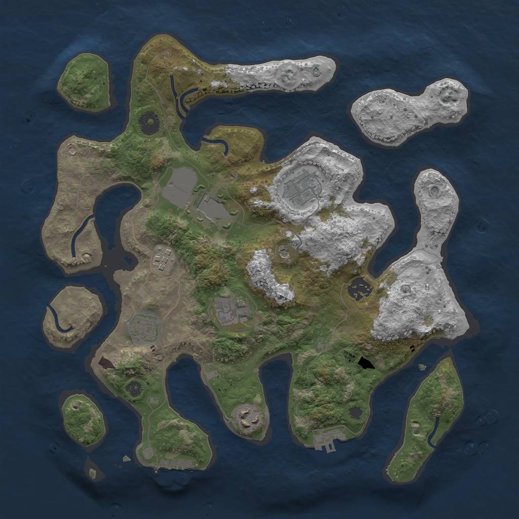 Rust Map: Procedural Map, Size: 3500, Seed: 120836, 12 Monuments